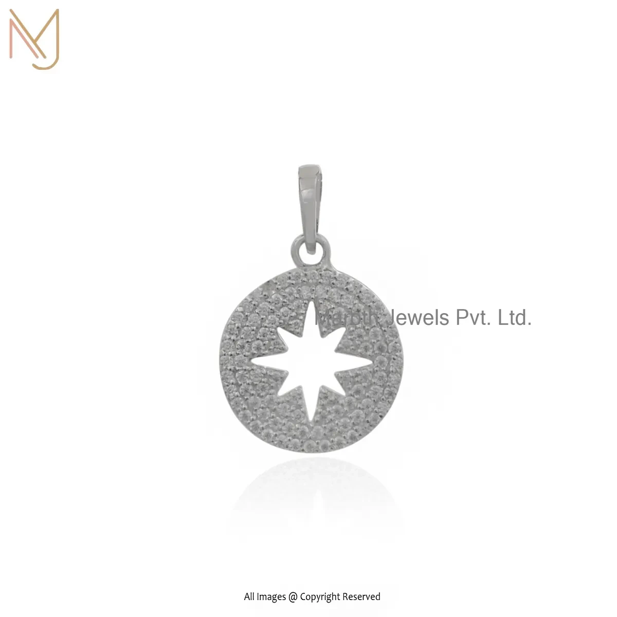 925 Silver Natural Silver Plated Moissanite Starburst Pendant Manufcaturer