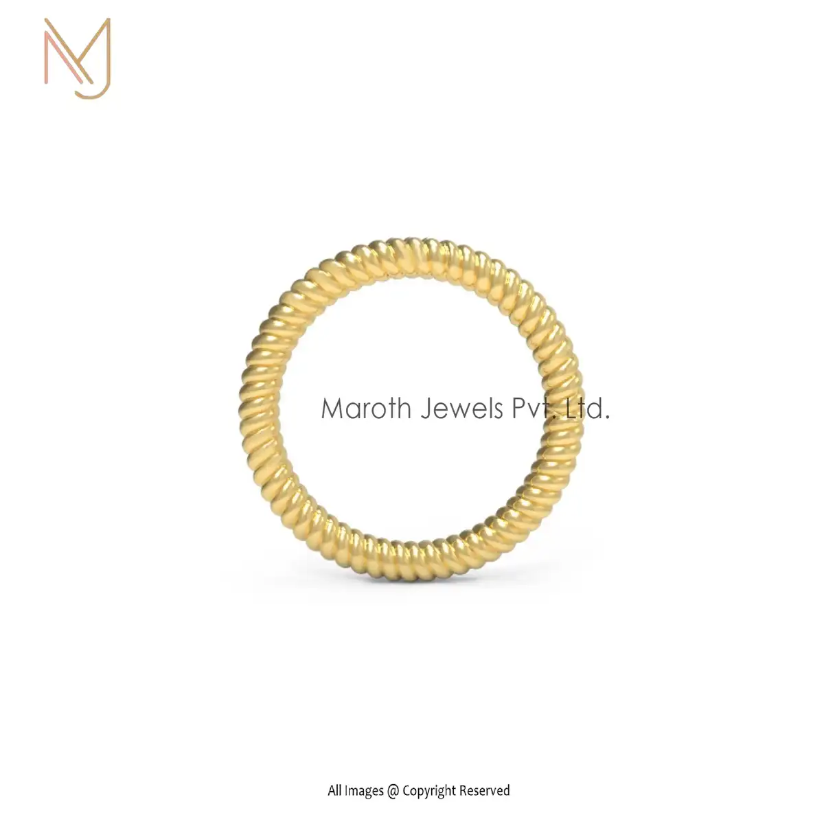 9K Yellow Gold Twisted Round Charm Holder Custom Jewelry