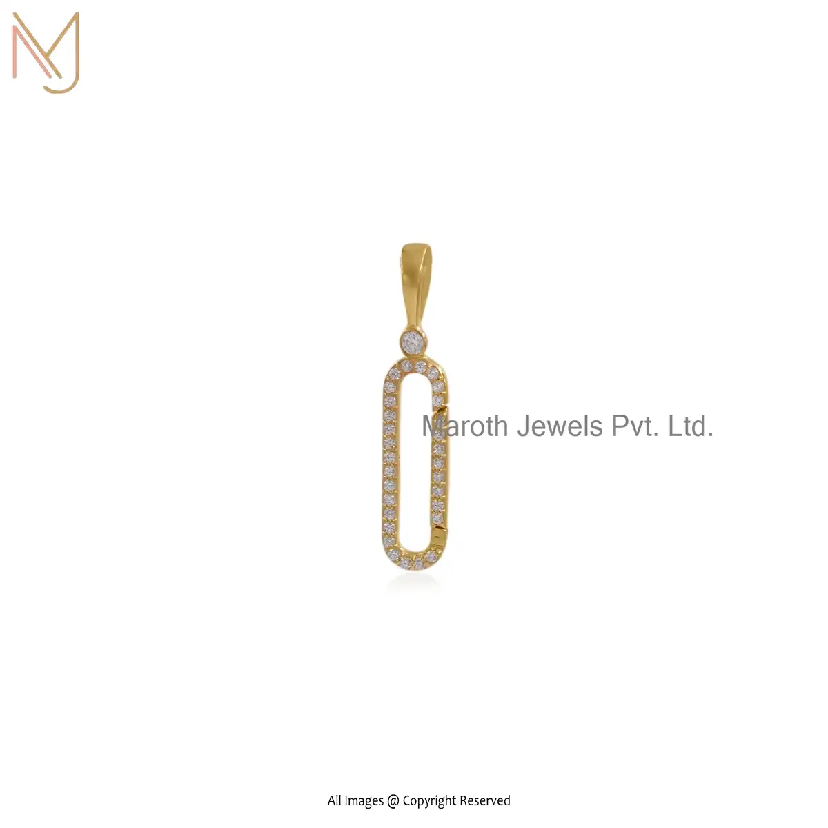 Private Label 14K Gold Emerald Baguette Carabiner Lock