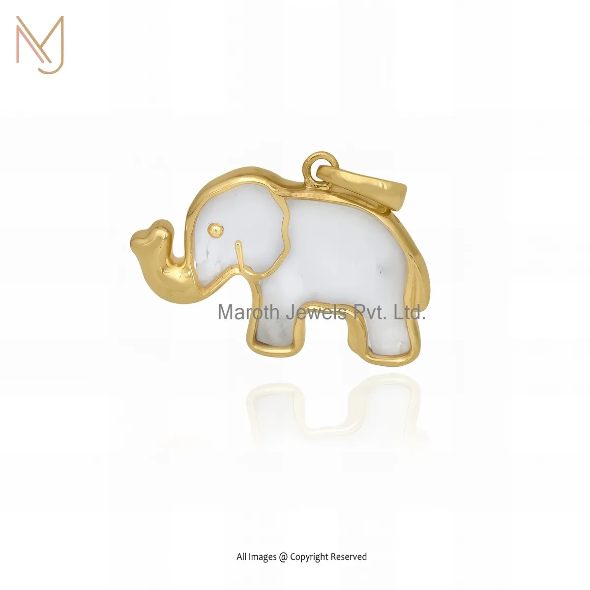 14K Yellow Gold Larimer Elephant Charm Pendant Jewelry Supplier