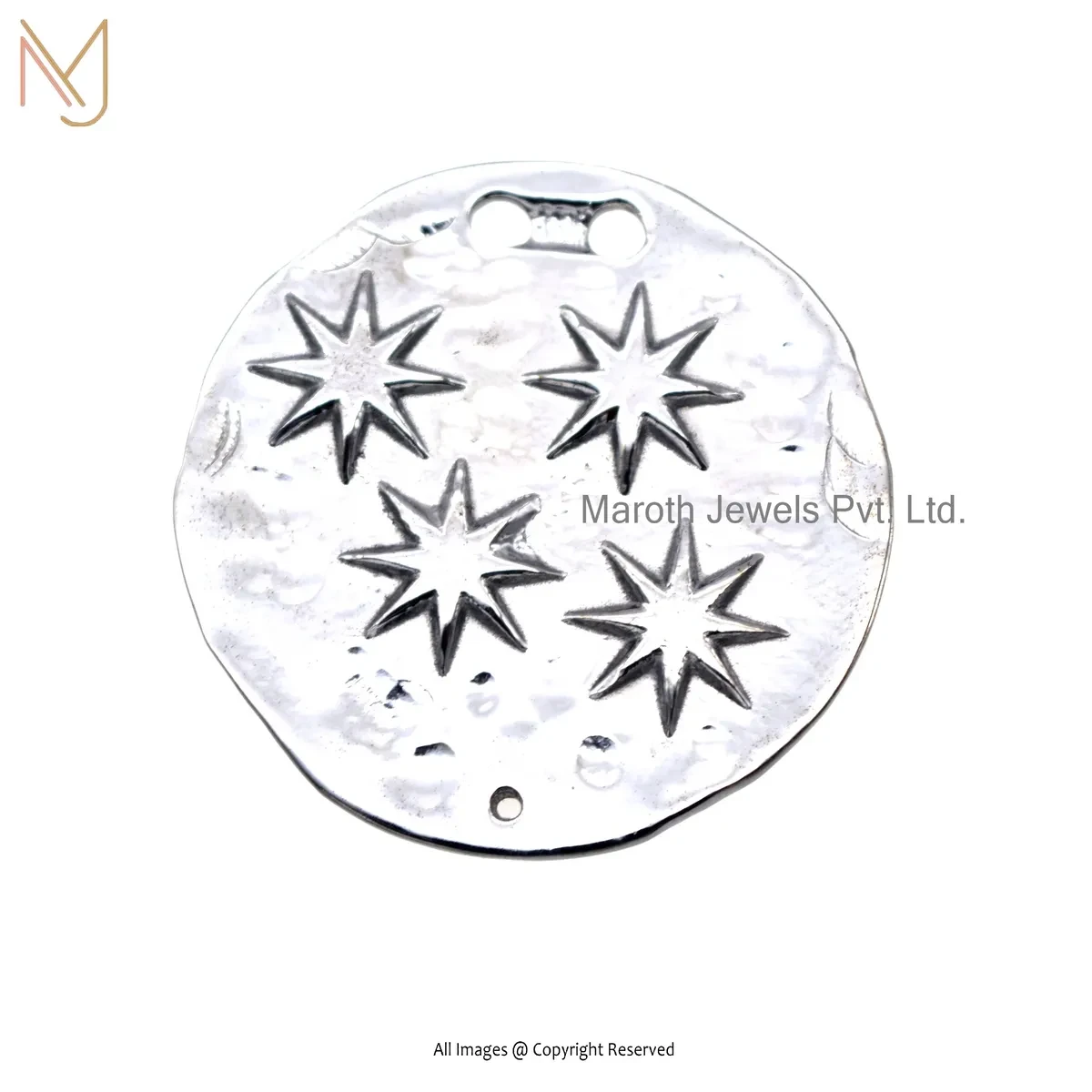 925 Silver Rhodium Plated Star Disc Pendant Jewelry Supplier