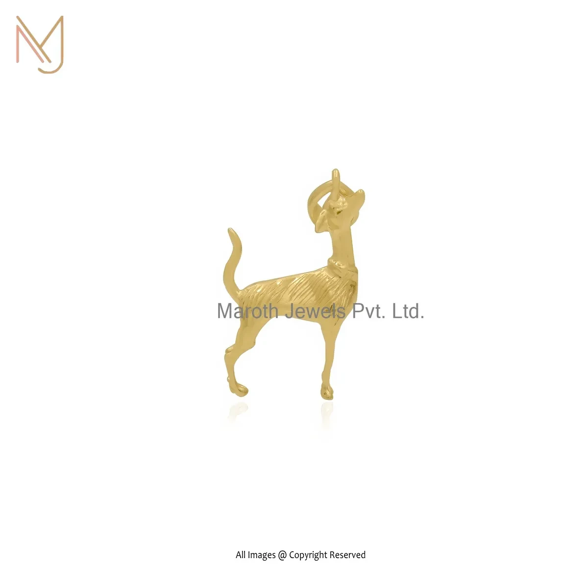 14K Yellow Gold Doberman Dog Pendant Custom Jewelry
