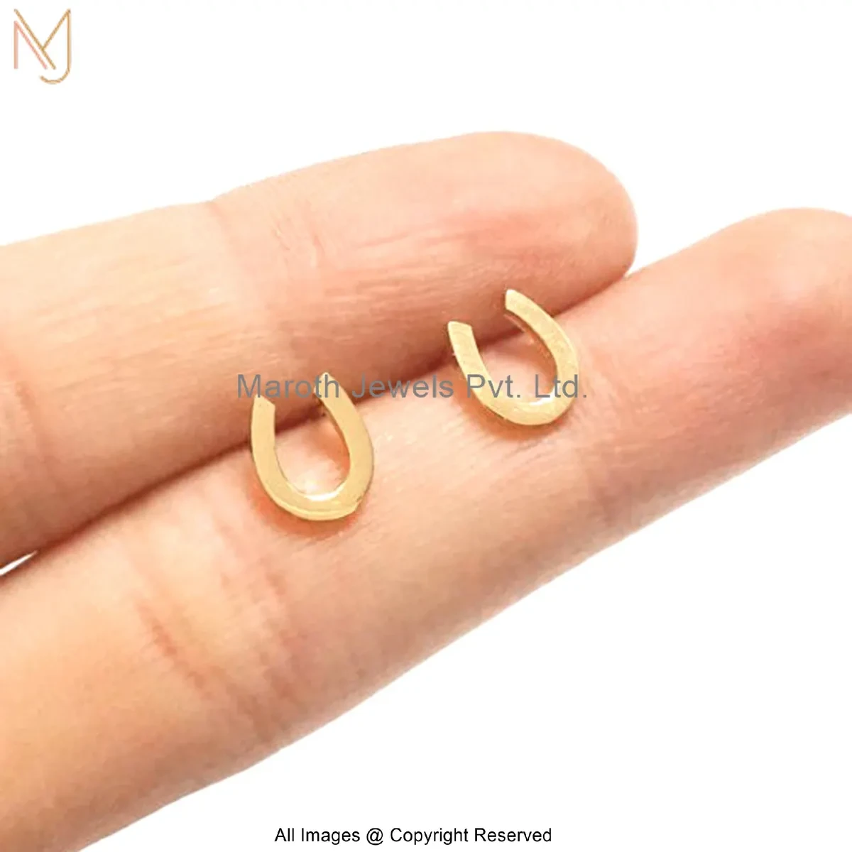 14K Yellow Gold Horseshoe Stud Earring Jewelry Supplier