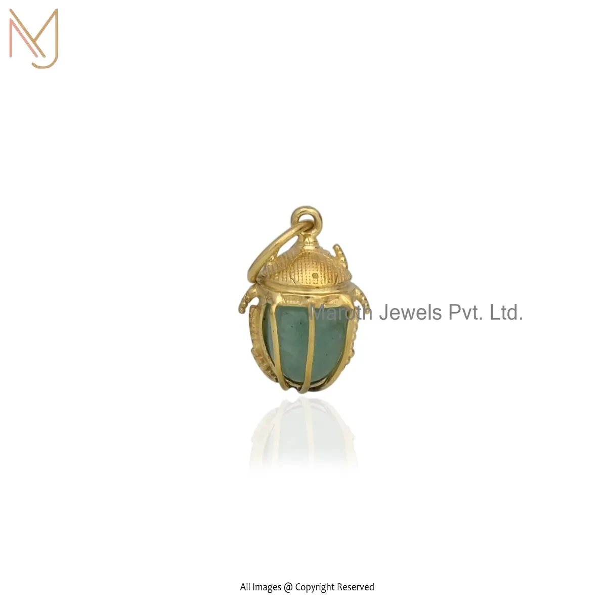 Wholesale 14K Yellow Gold Lapiz Lazuli Beatle Scarab Charm Pendant