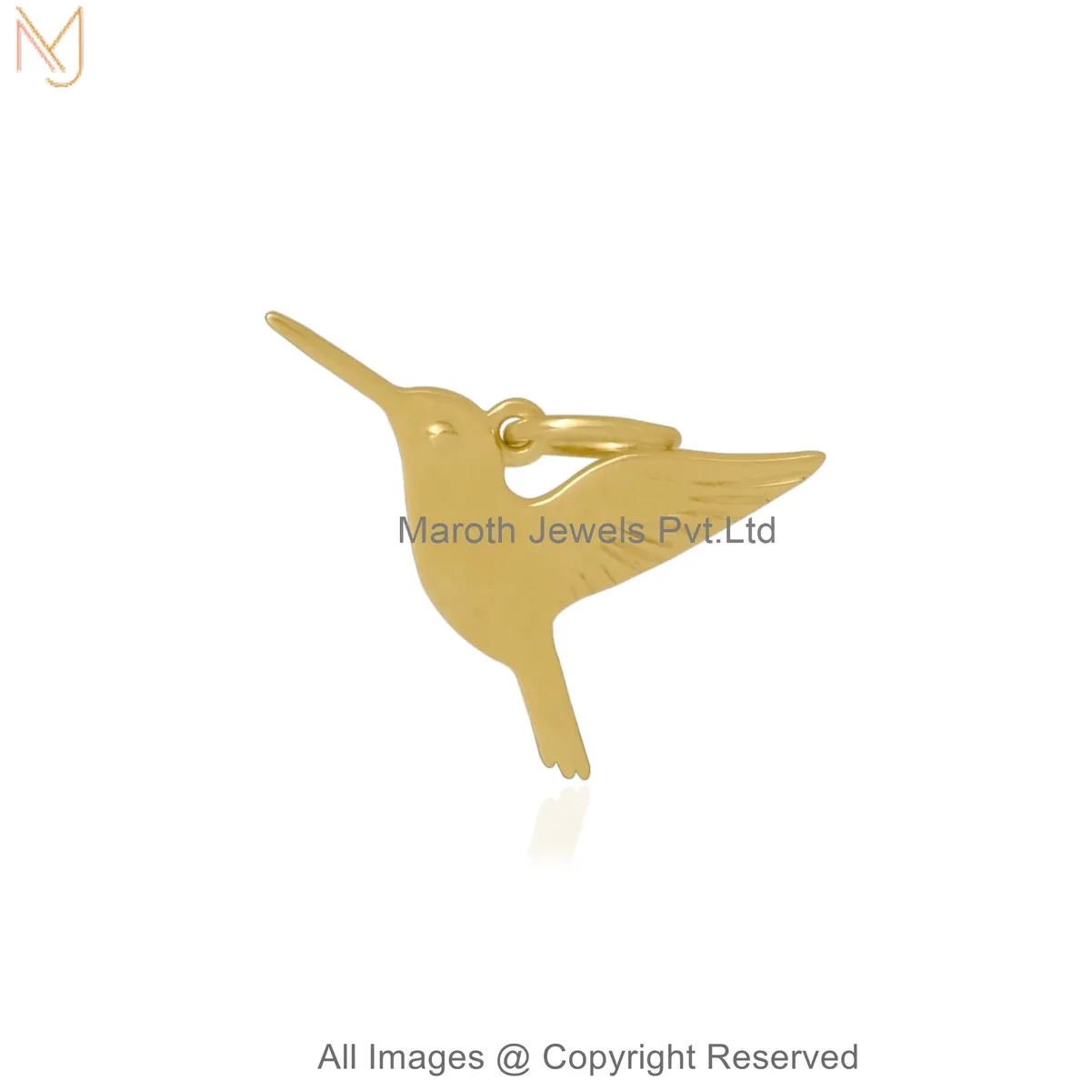 925 Silver Yellow Gold Plated Flying Hummingbird Pendant Custom Jewelry
