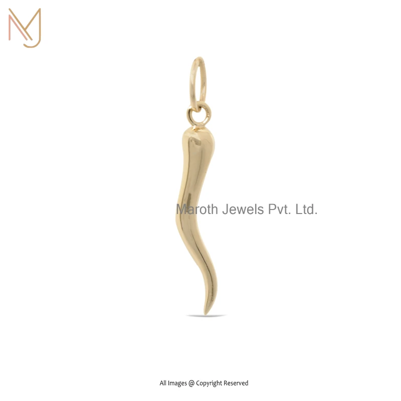 9K Yellow Gold Italian Horn Design Pendant Jewelry Supplier