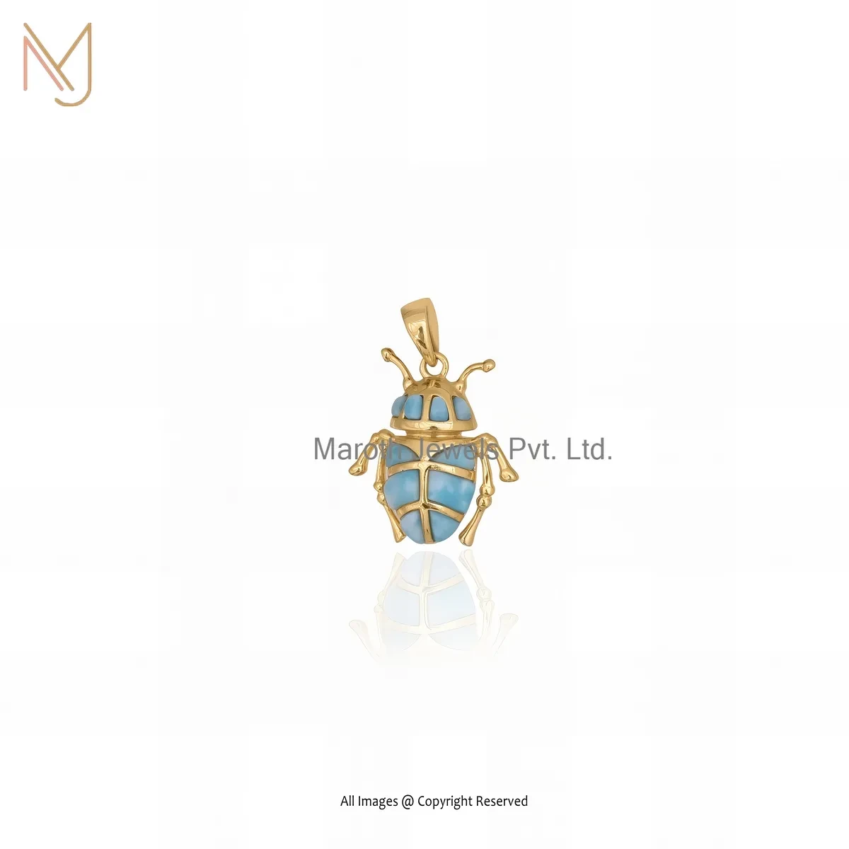 Wholesale 14K Yellow Gold Laimar Gemstone Scarab Charm Pendant