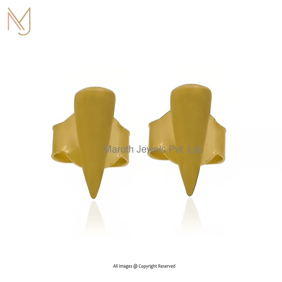 14K Solid Yellow Gold Spike Earring Custom Jewelry