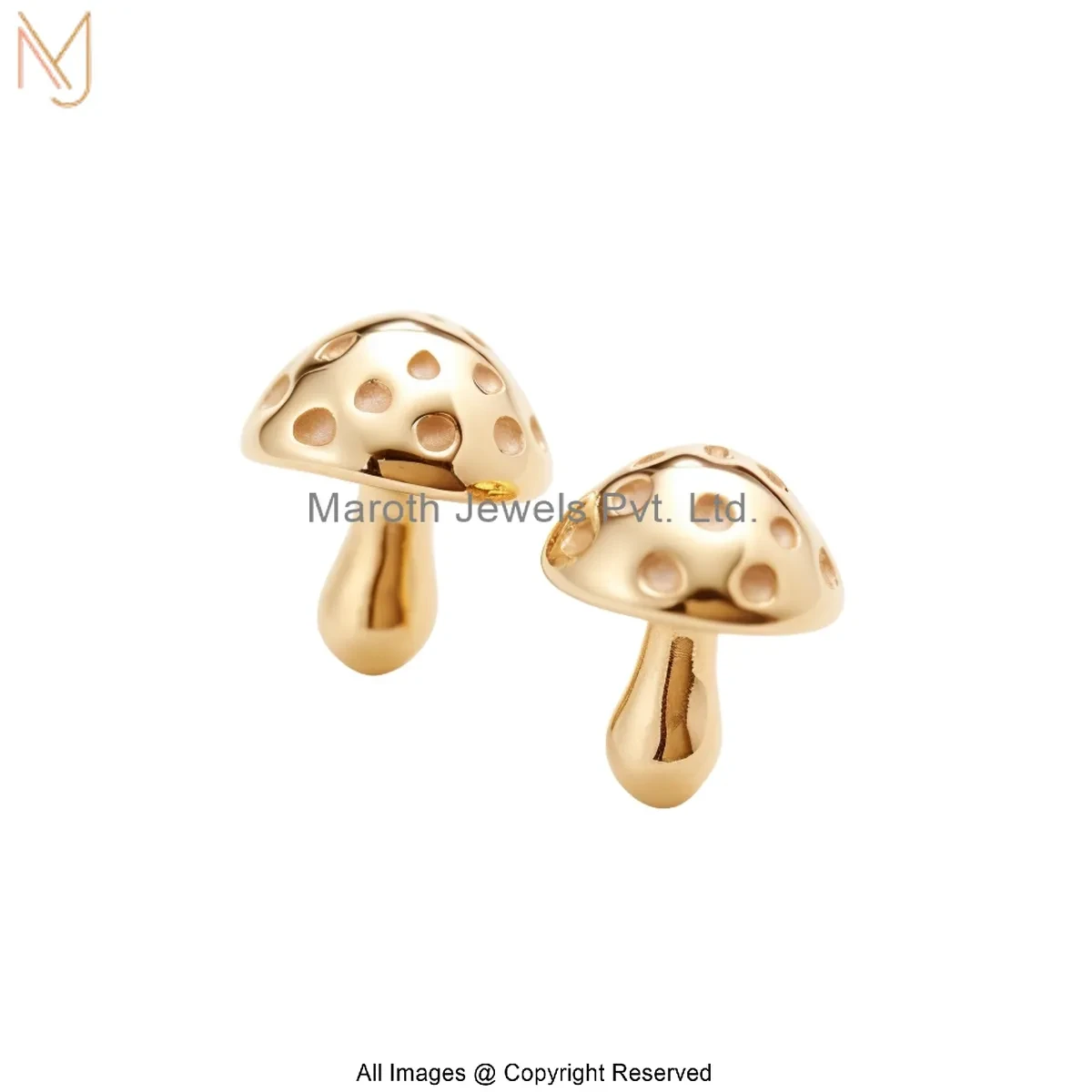 14K Yellow Gold Tiny Toadstool Studs Earring Manufacturer