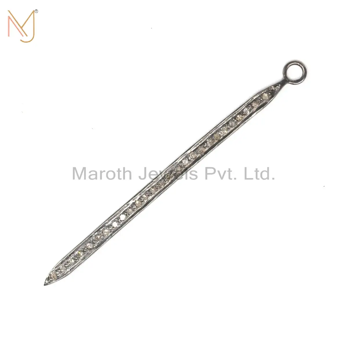 925 Sterling Silver Rhodium Plated Pave Diamond Charms Pendant Jewelry Manufacturer
