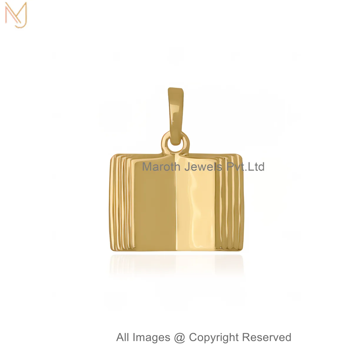 925 Silver Yellow Gold Plated Open Book Pendant Jewelry Supplier