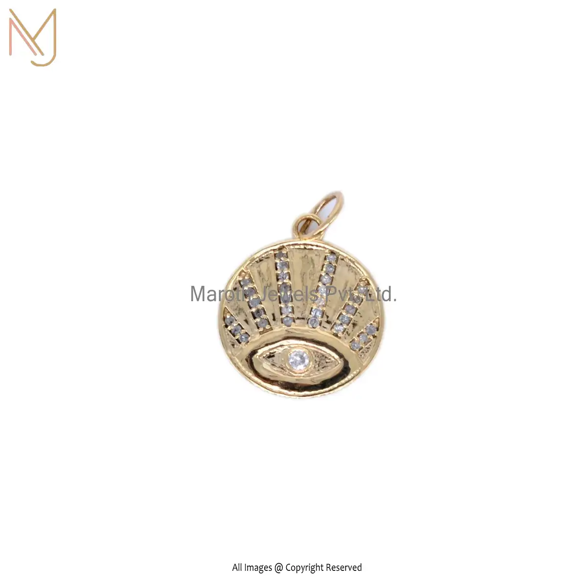 14K Yellow Gold Turquoise Round Pendant Custom Jewelry