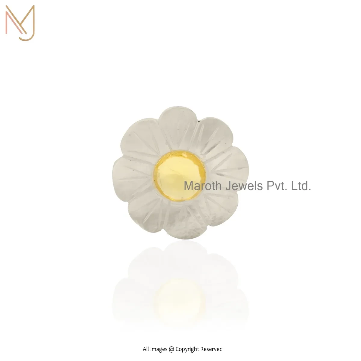 925 Silver Yellow Gold Plated Mother Of Pearl And Citrine Gemstone Flower Pendant Custom Jewelry