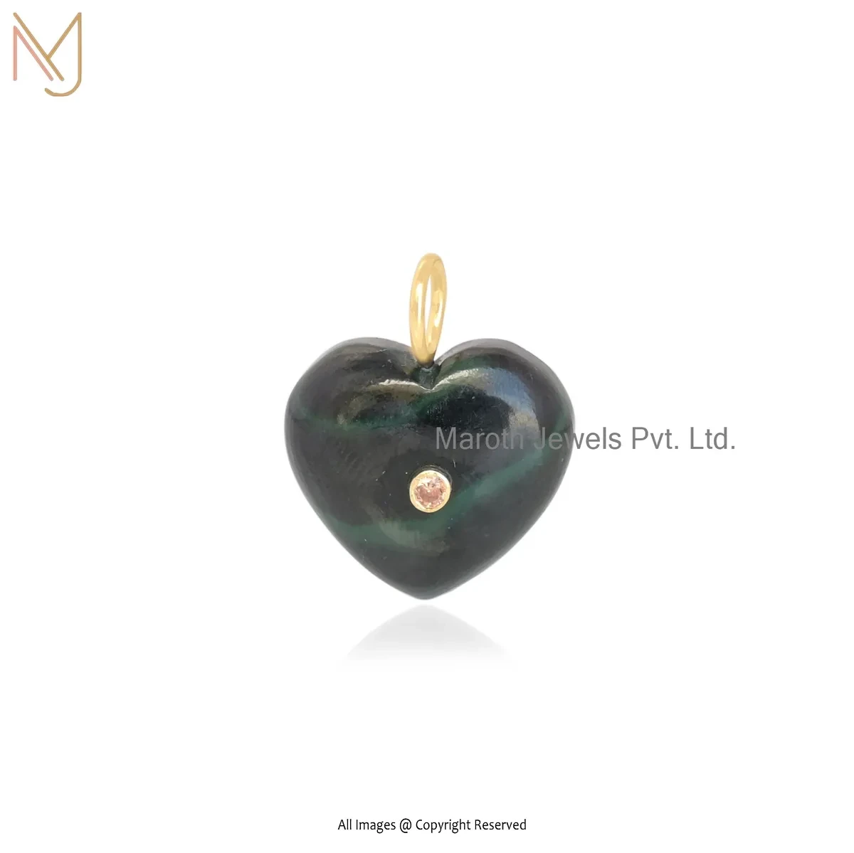 925 Silver Yellow Gold Plated Turquoise And Ruby Heart Pendant Custom Jewelry