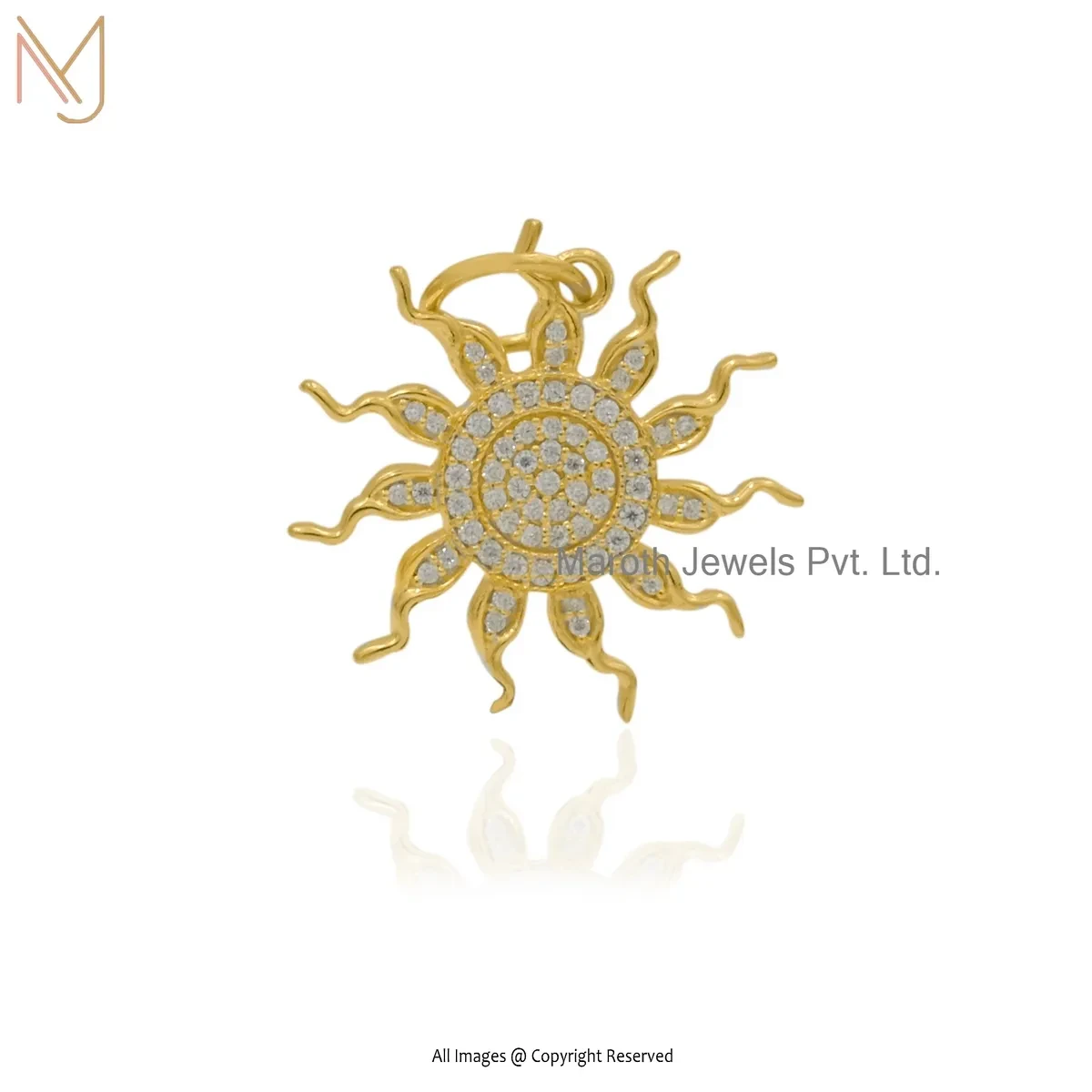 925 Silver Yellow Gold Plated Moissanite Starburst Pendant Jewelry Supplier