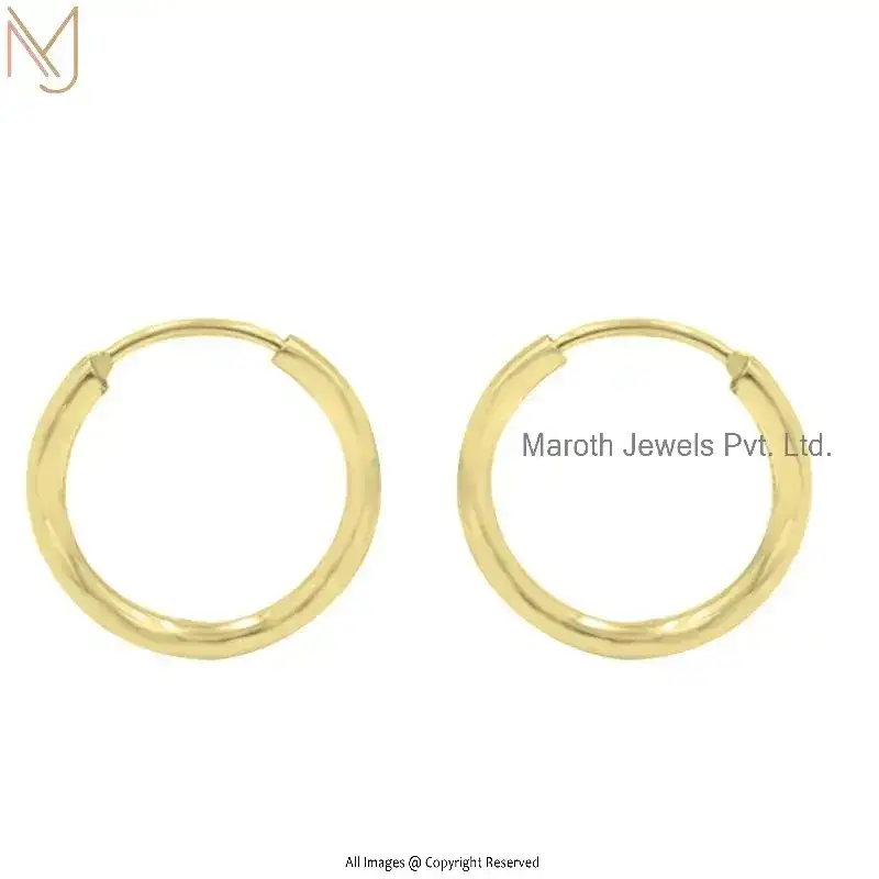 14K Solid Yellow Gold Hoop Earring Custom Jewelry