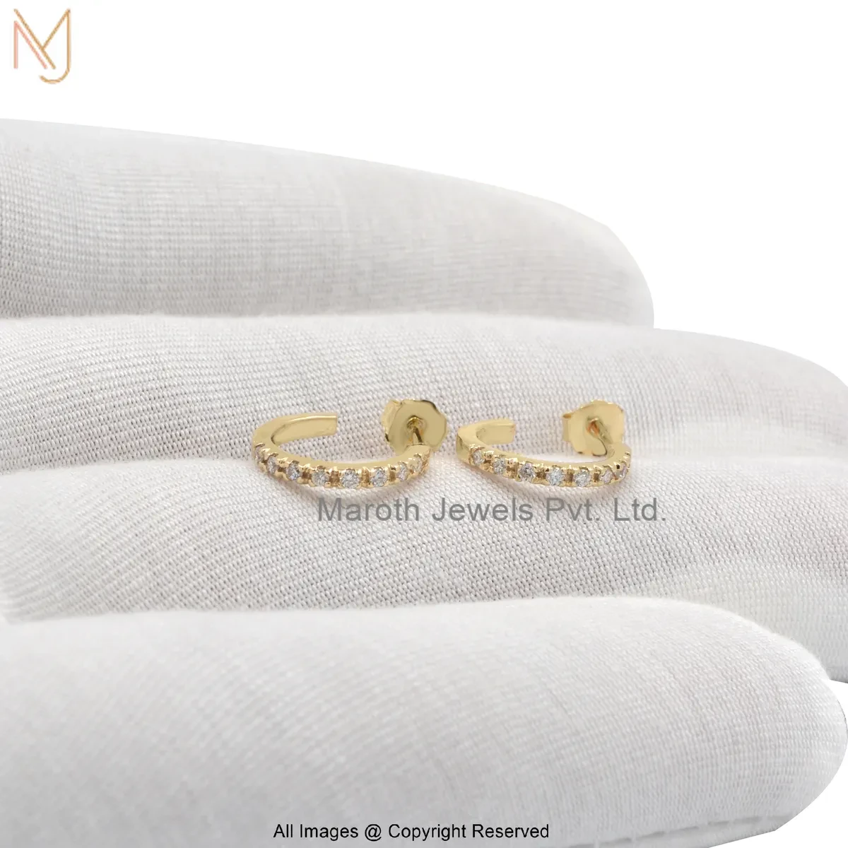 925 Silver Yellow Gold Plated Moissanite Huggies Earring Custom Jewelry