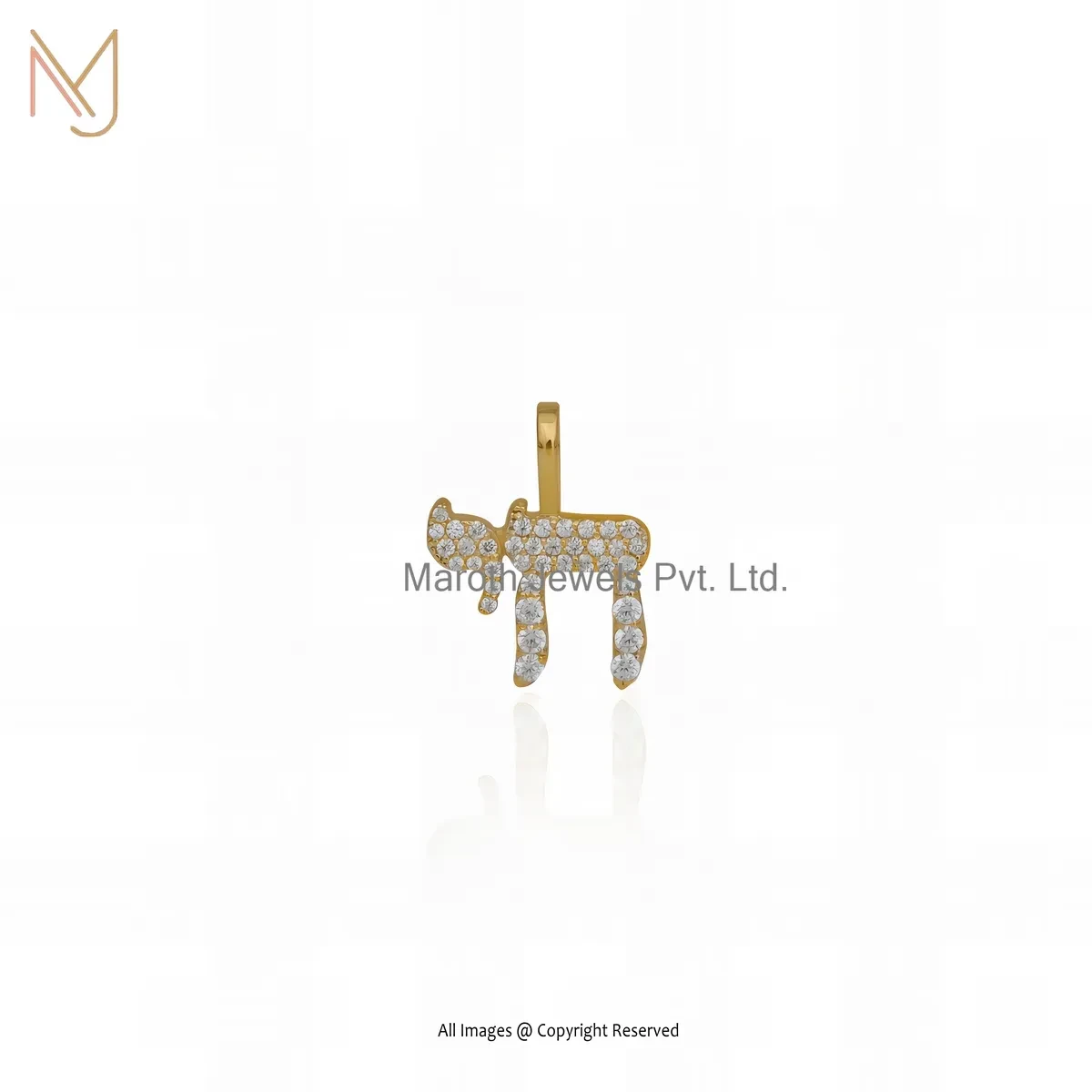 925 Silver Yellow Gold Plated Cubic Zircon Unisex Charm Pendant Jewelry Supplier