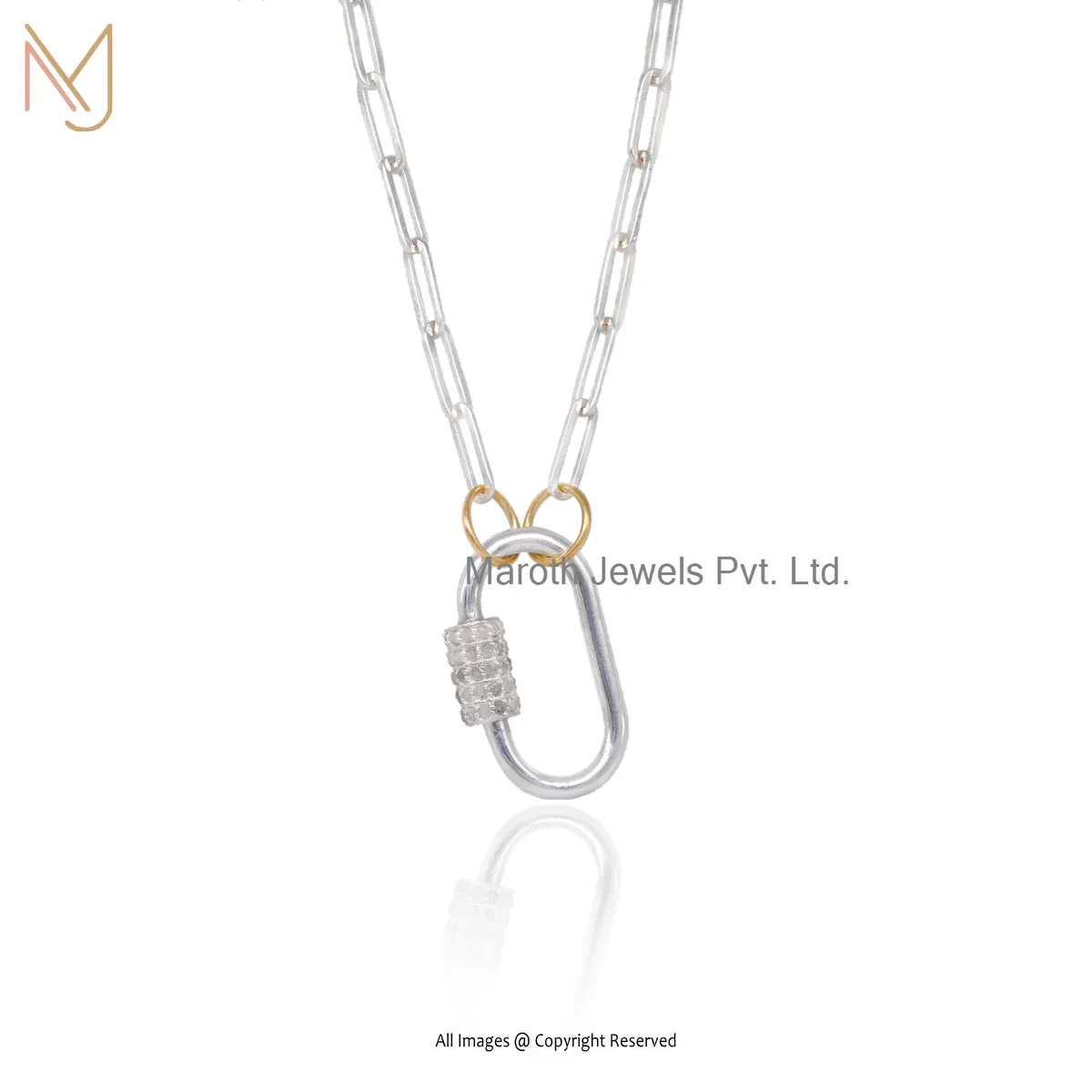 Wholesale 14K Yellow Gold Blue Sapphire Gemstone Carabiner Lock Jewelry
