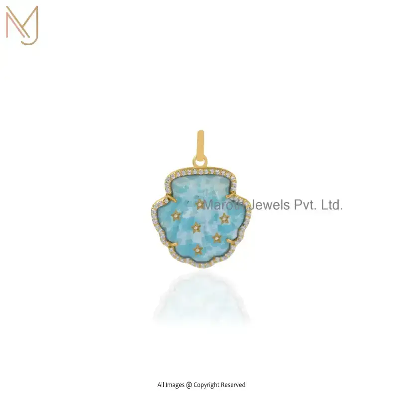 9K Yellow Gold White Agate & Diamond Carnelian Shell Pendant Jewelry Supplier