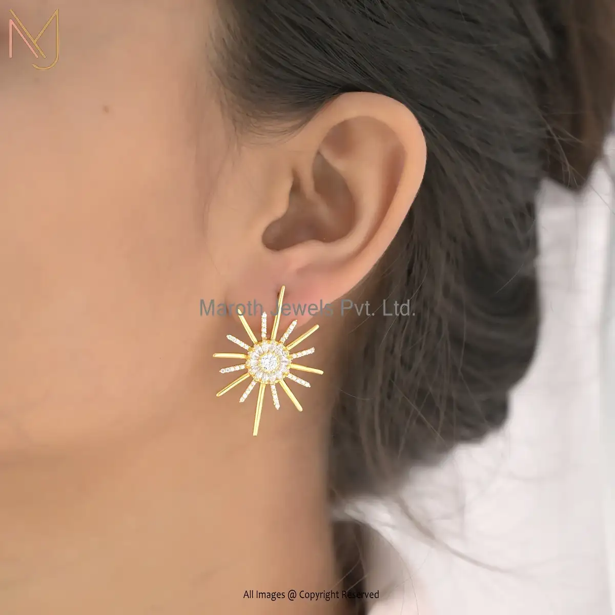 925 Silver Rose Gold Plated CZ Sparkle Earrings Manufacturer