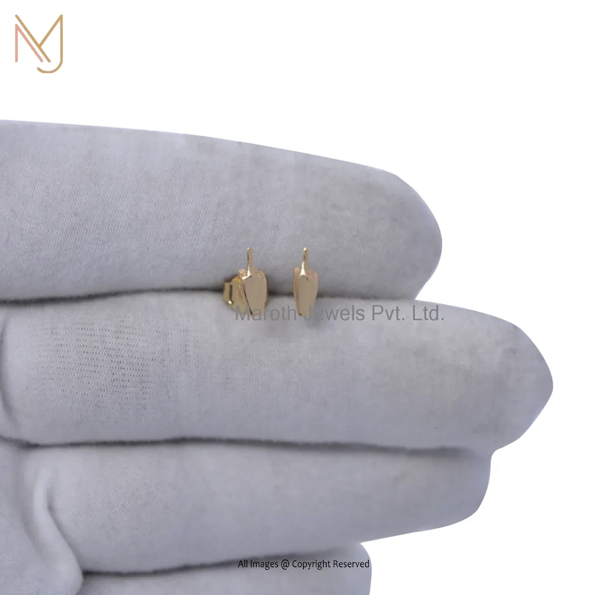 925 Silver Yellow Gold Plated Finger Hand Stud Earring Custom Jewelry