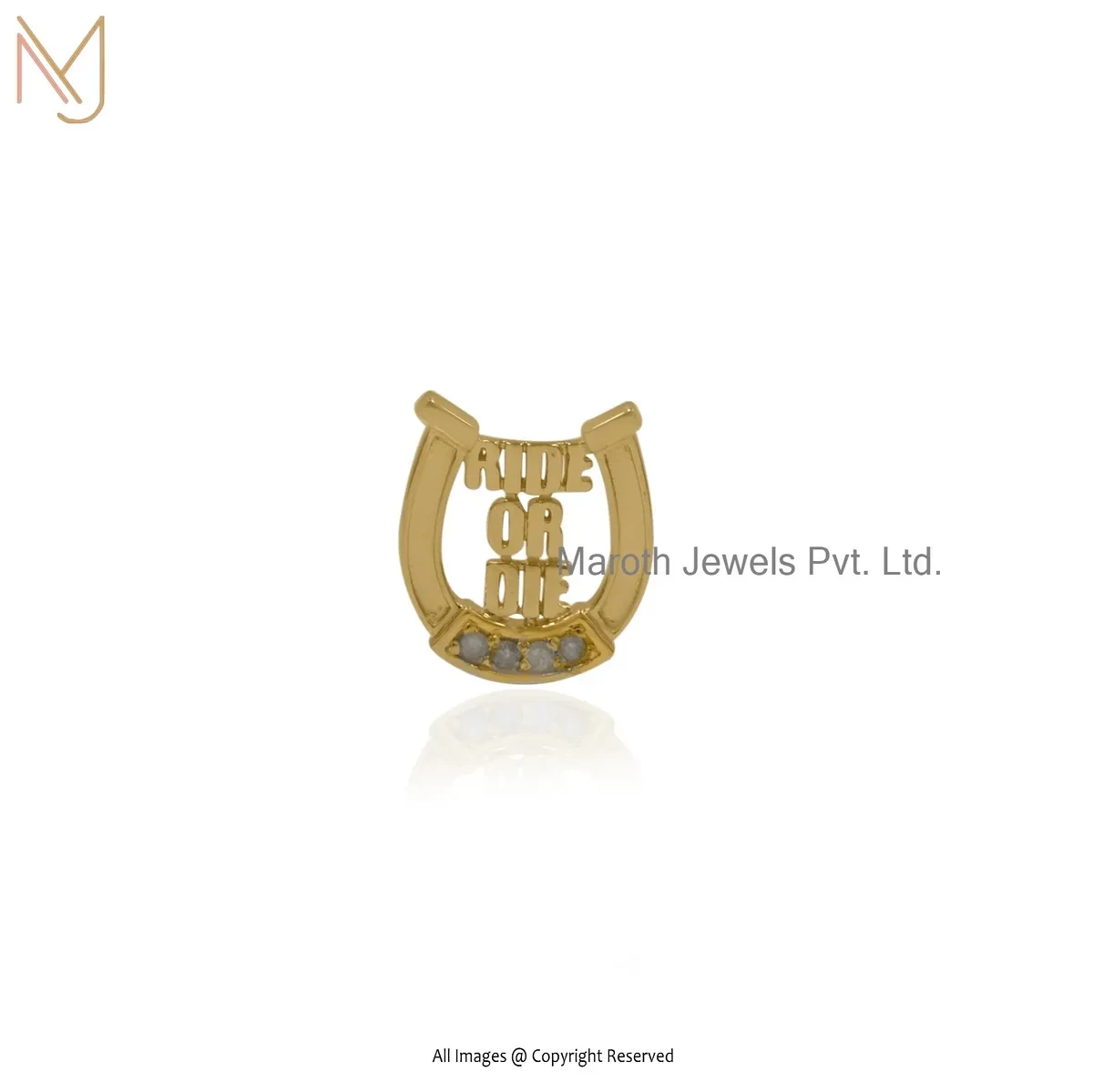 14K Yellow Gold Diamond Horse Shoe Pendant Manufacturer
