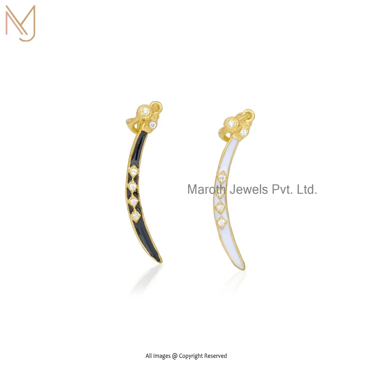 Wholesale 14K Yellow Gold Cubic Zircon & Enamel Gemstone Dagger Pendant