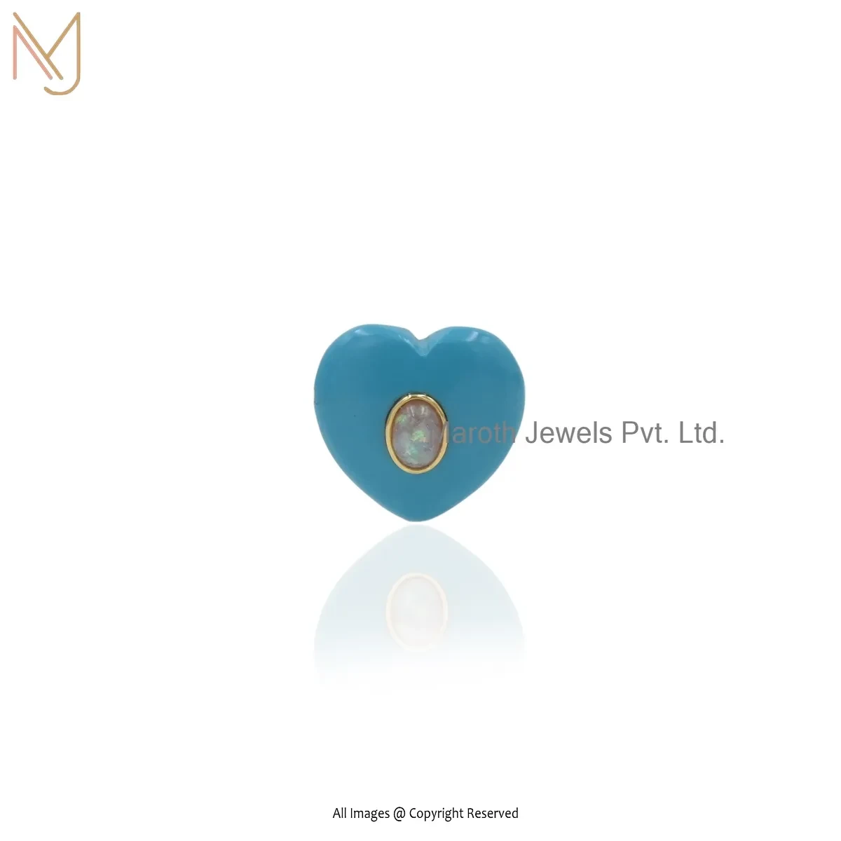 Private Lable 14K Yellow Gold Red Cubic Zircon & Rose Quartz Gemstone Heart Pendant