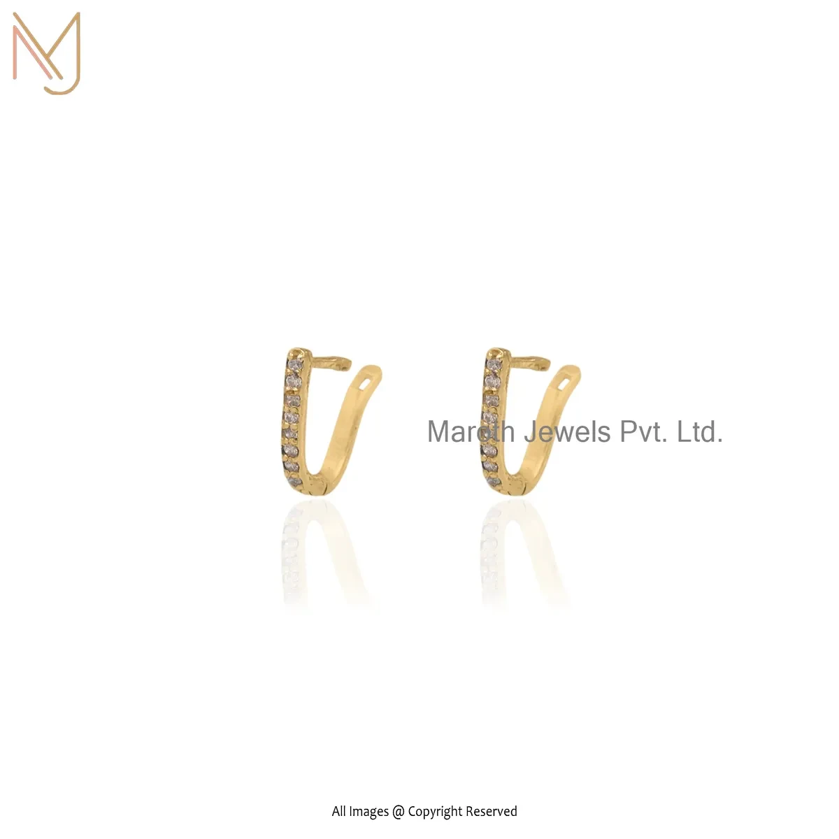 14K Yellow Gold Diamond Hoop Earring Jewelry Supplier