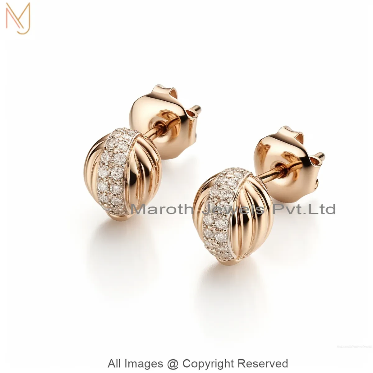 925 Silver Yellow Gold Plated Diamond Crossover Stud Earrings Custom Jewelry