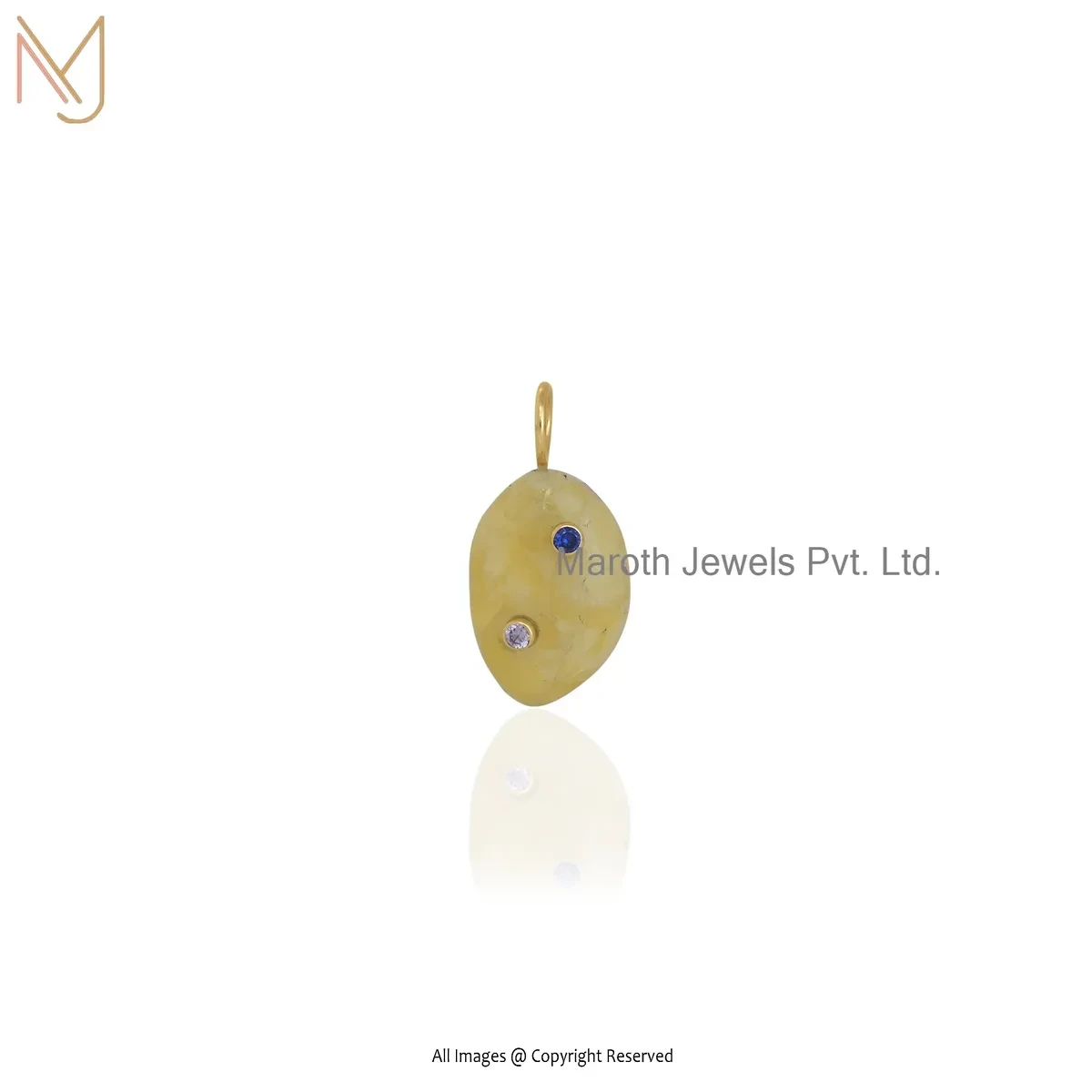 14K Yellow Gold Yellow Opal & Multi Gemstone Pendant Manufacturer