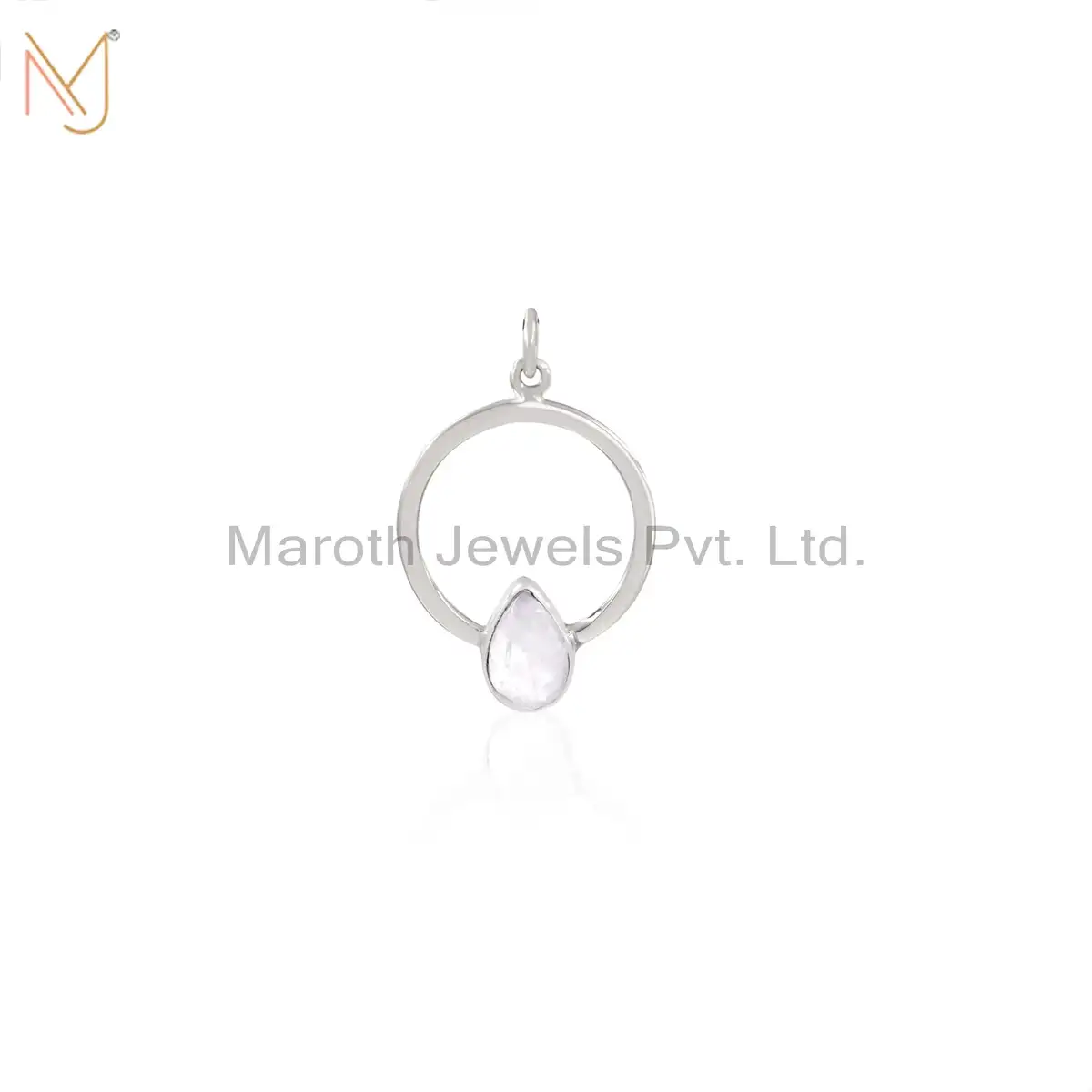 14K White Gold And Moonstone Heart Pendant Custom jewelry