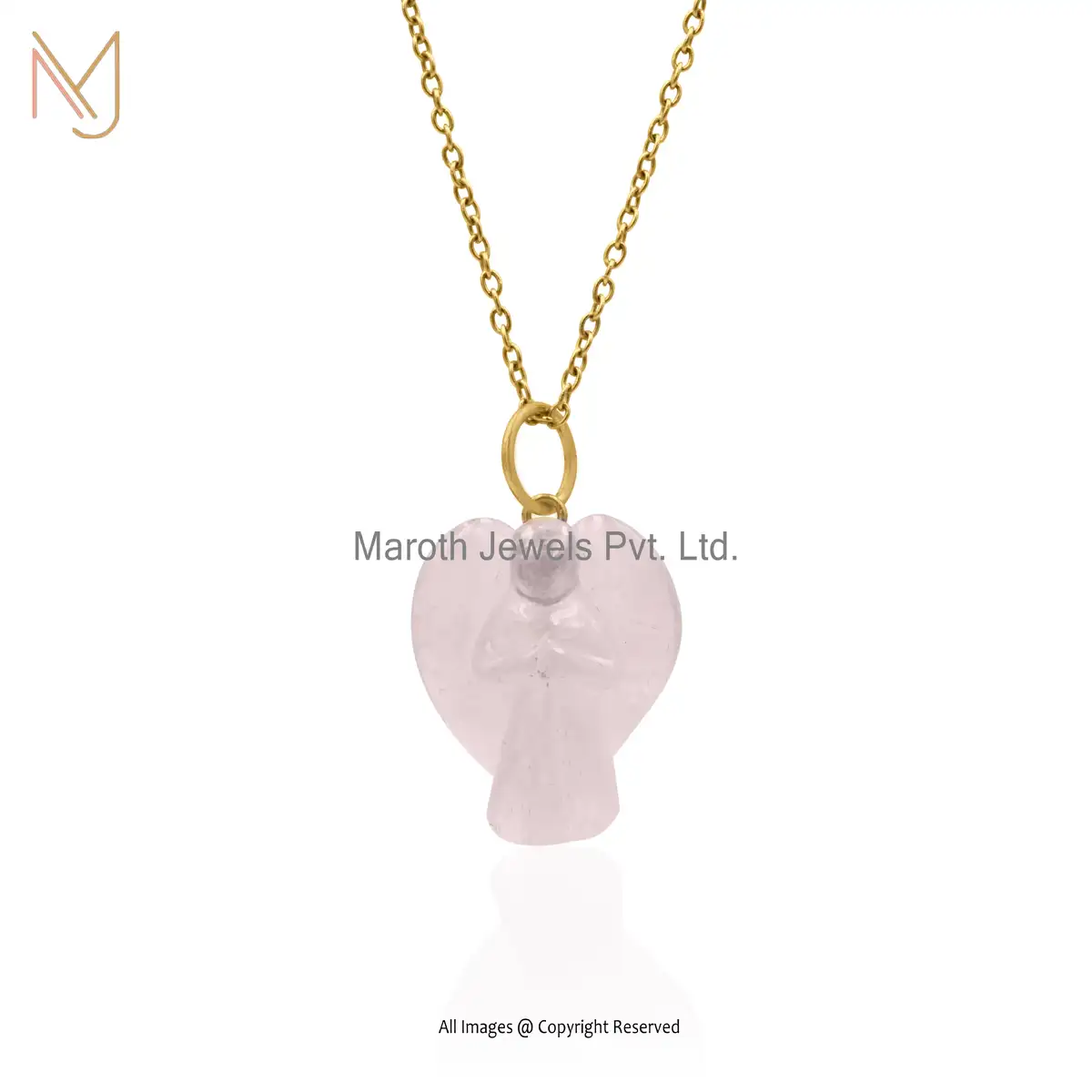 14K Yellow Gold Rose Quartz People Pendant Custom Jewelry