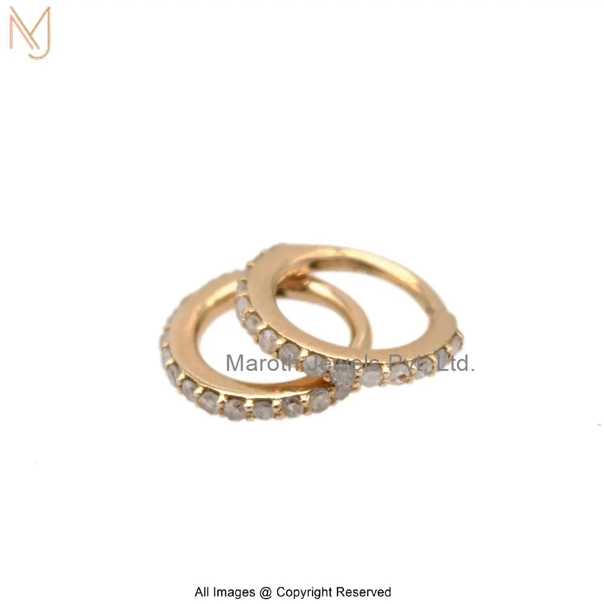 9K Yellow Gold Pave Diamond Cubic Zircon Huggies Earring Manufacturer
