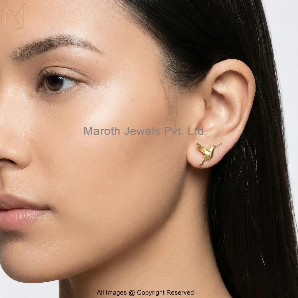 925 Silver Rose Gold Plated Bird Stud Earring Custom Jewelry