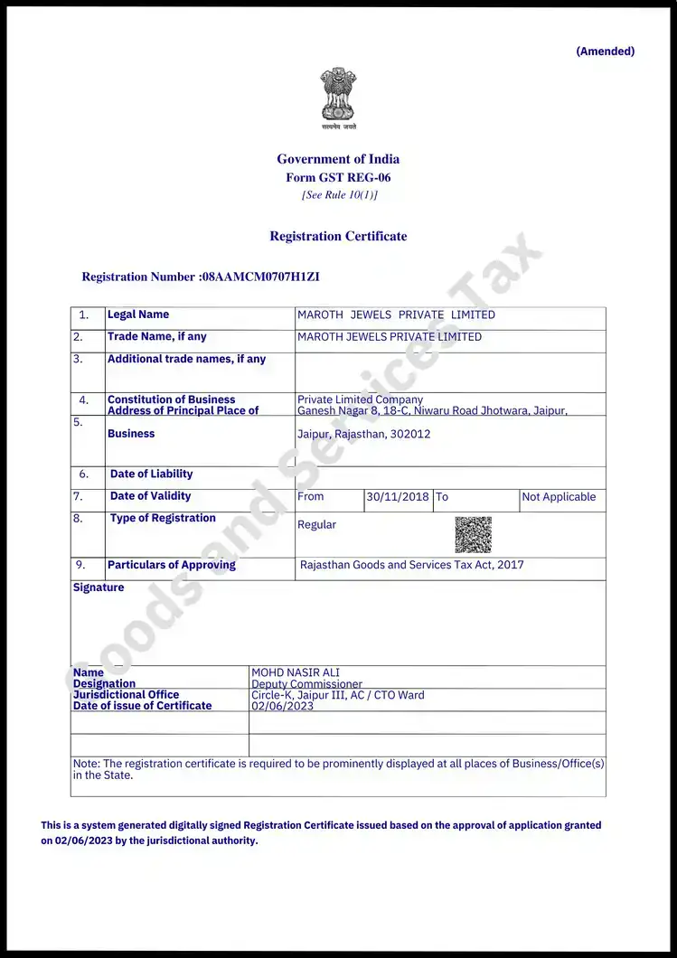 Company certificate