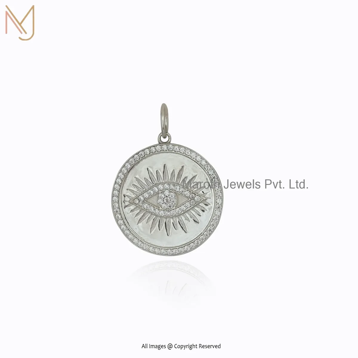 925 Silver Natural Silver Plated Cubic Zircon Evil Eye Pendant Jewelry Supplier