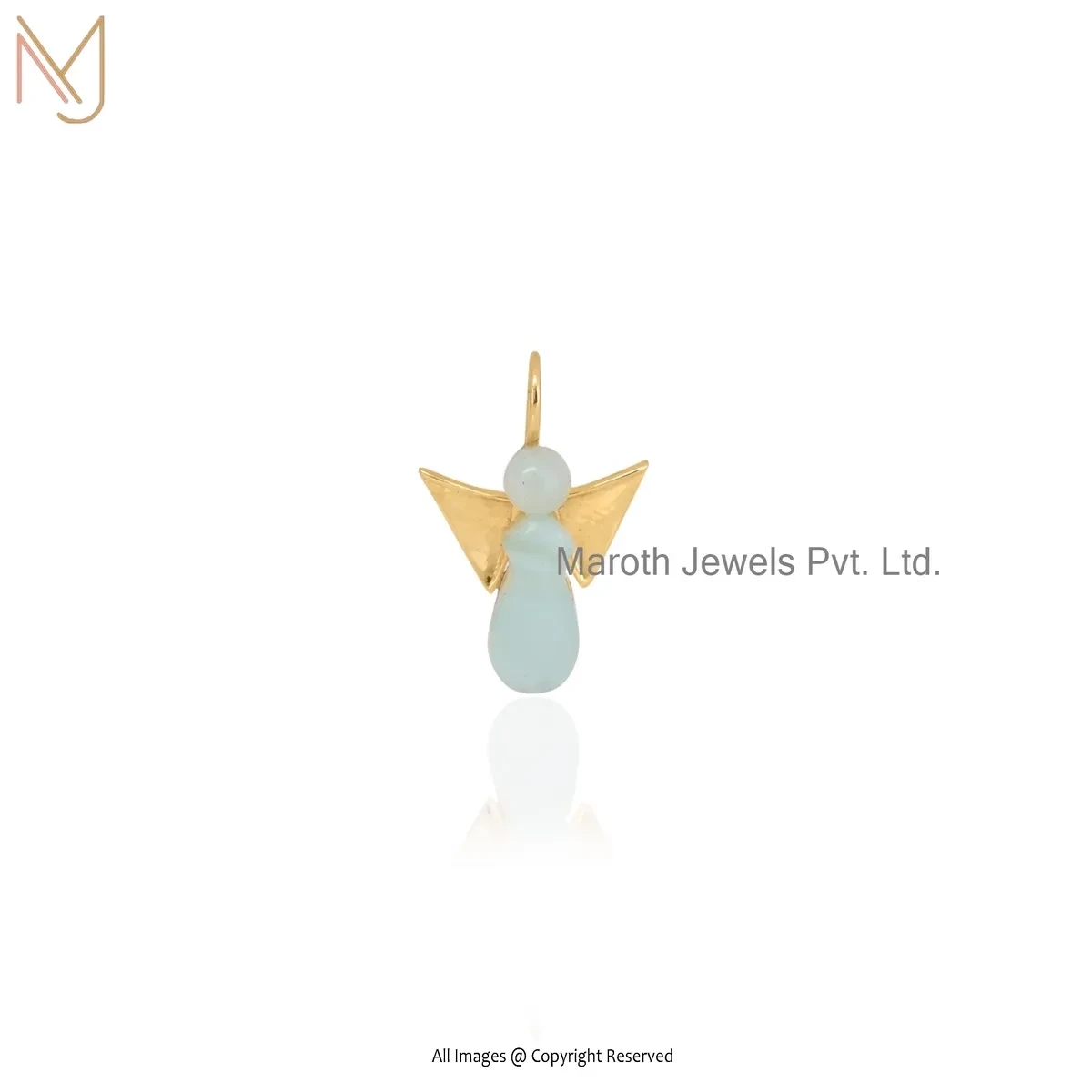 14K Yellow Gold Amazonite Gemstone Angel Pendant Manufacturer