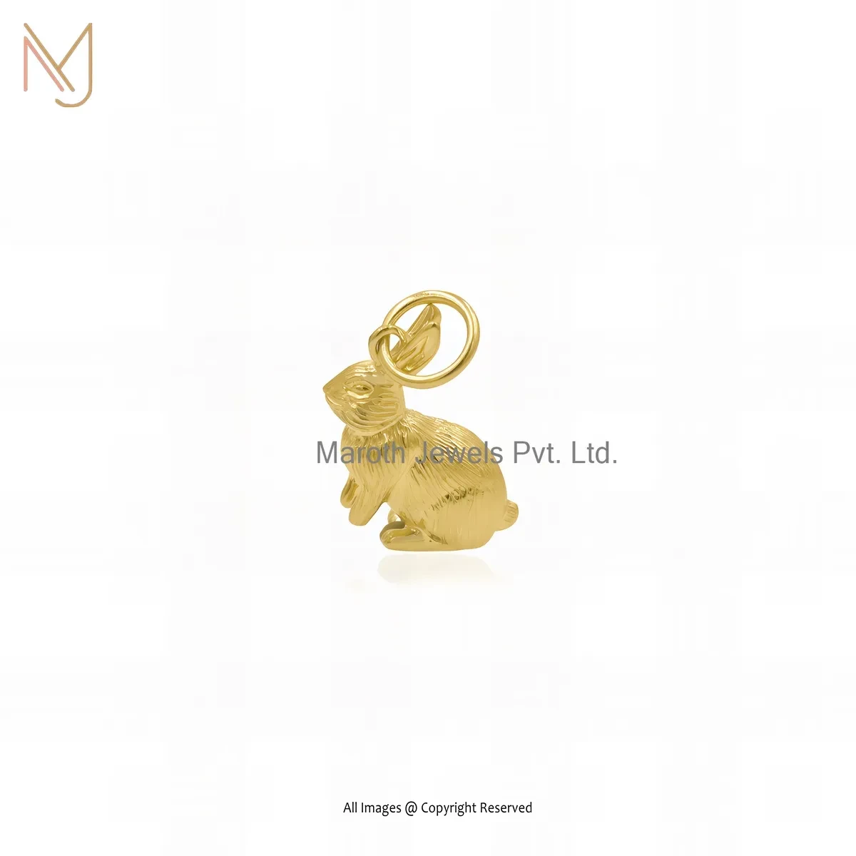 925 Silver Yellow Gold Plated Bunny Charm Pendant Custom Jewelry
