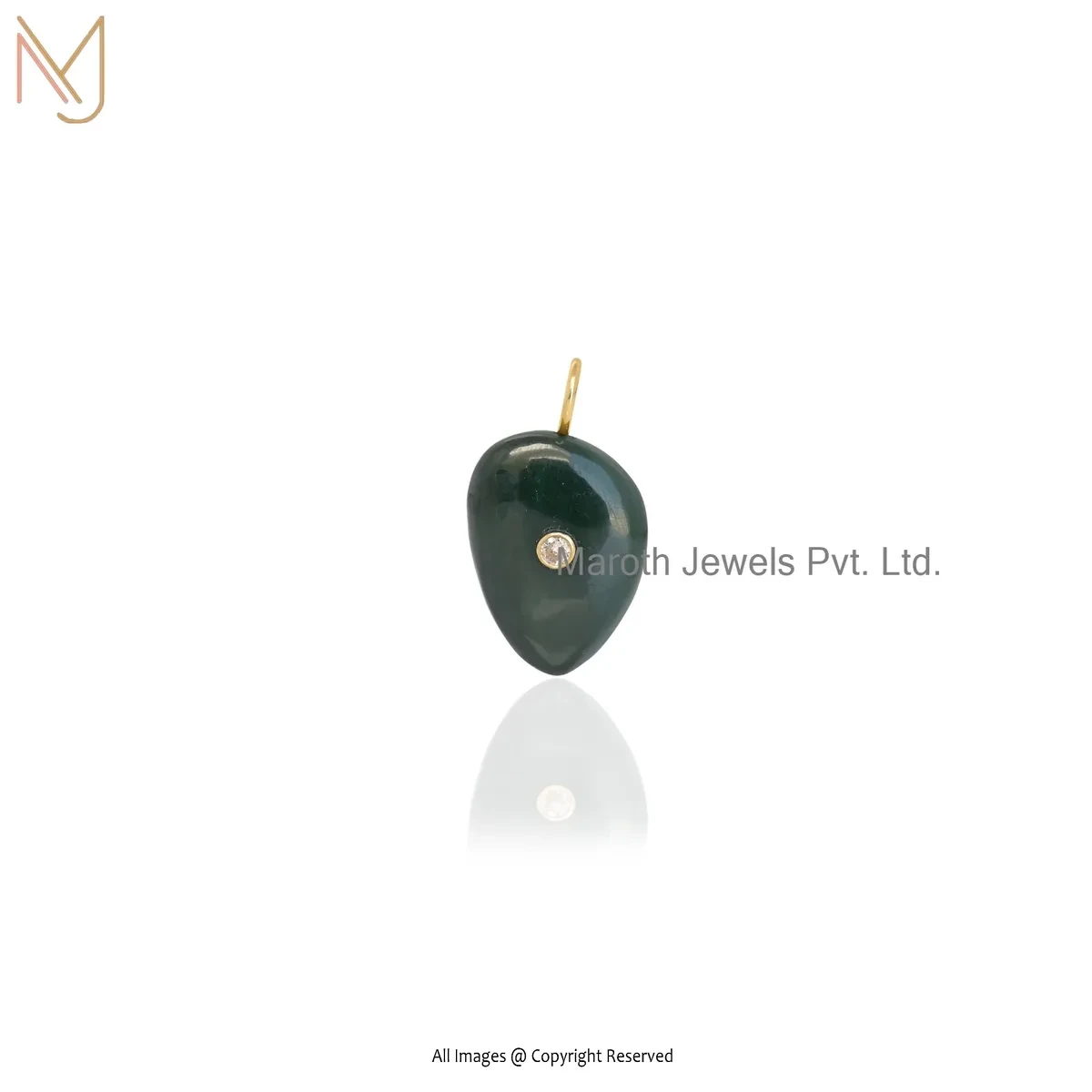 14K Yellow Gold Turquoise Gemstone Pendant Custom Jewelry
