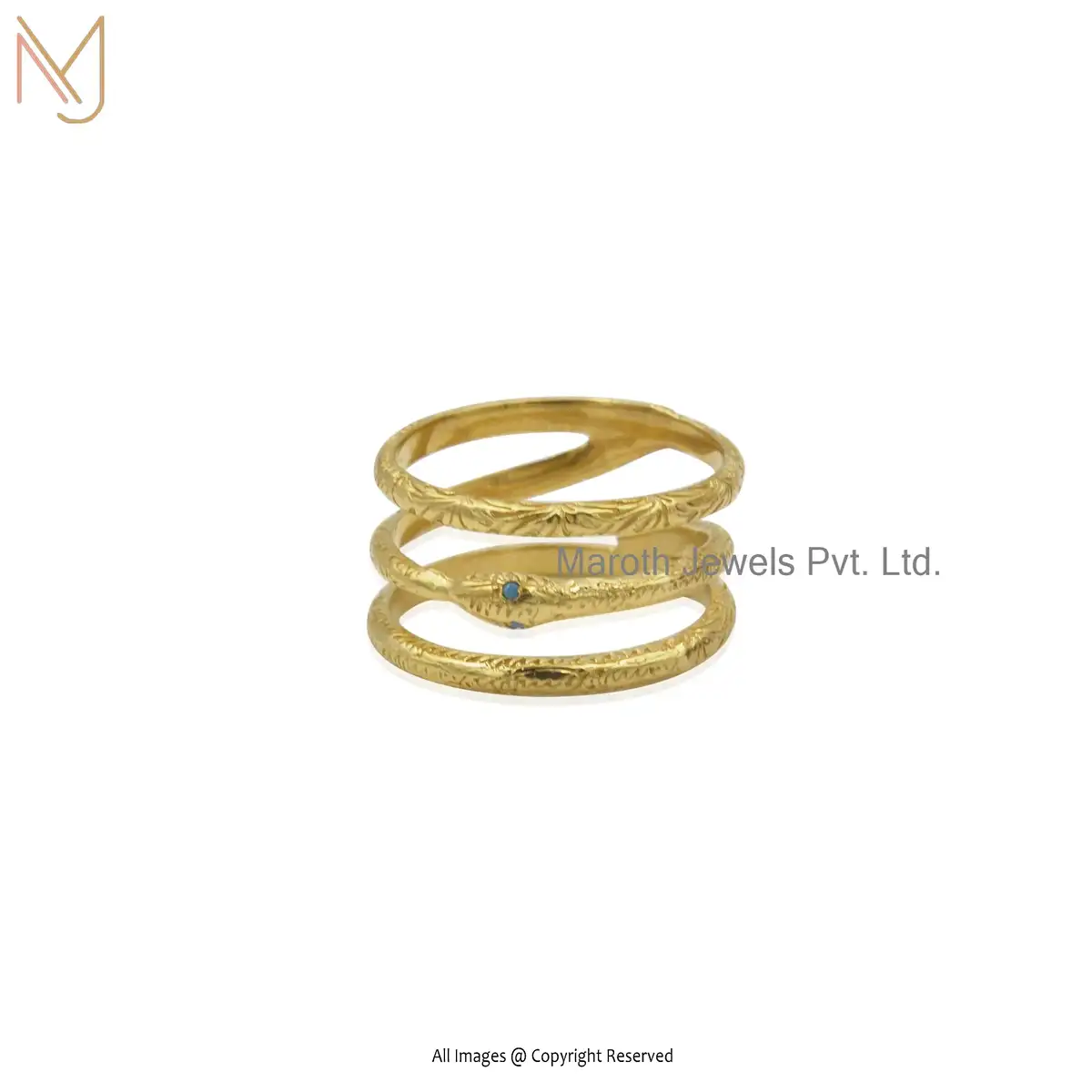 14K Yellow Gold Turquoise Snake Ring Manufacturer