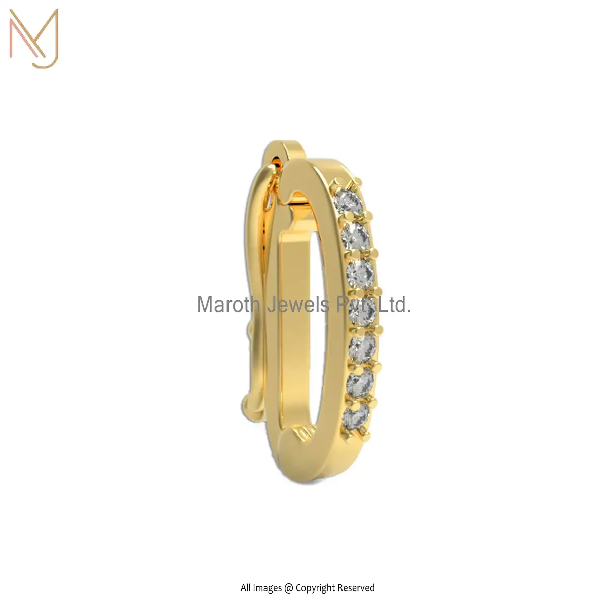 Wholesale 14K Yellow Gold Pave Diamond Charm Holder Pendant Jewelry