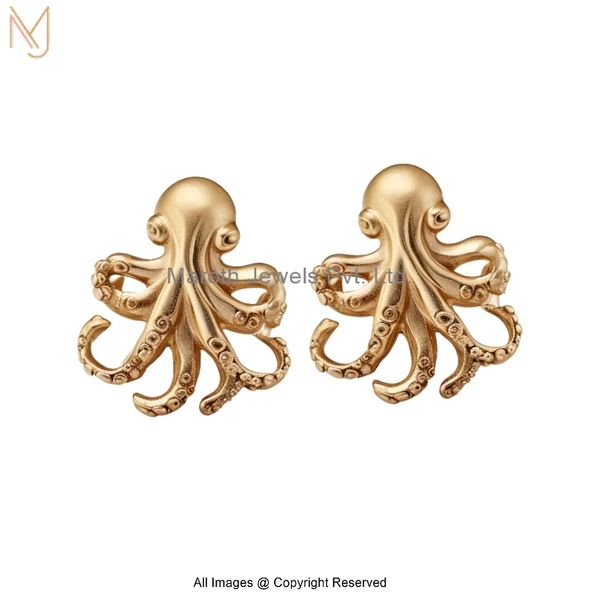 925 Silver Yellow Gold Plated Octopus Stud Earring Jewelry Supplier