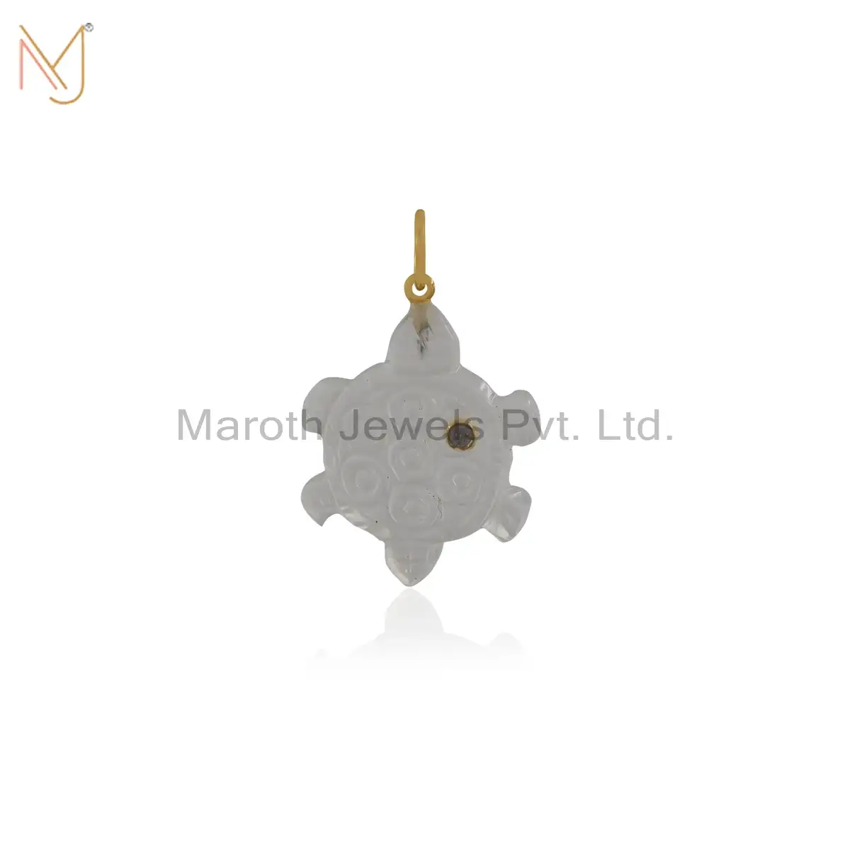 14K Yellow Gold Selenite & Diamond Tortoise Pendant Jewelry Supplier