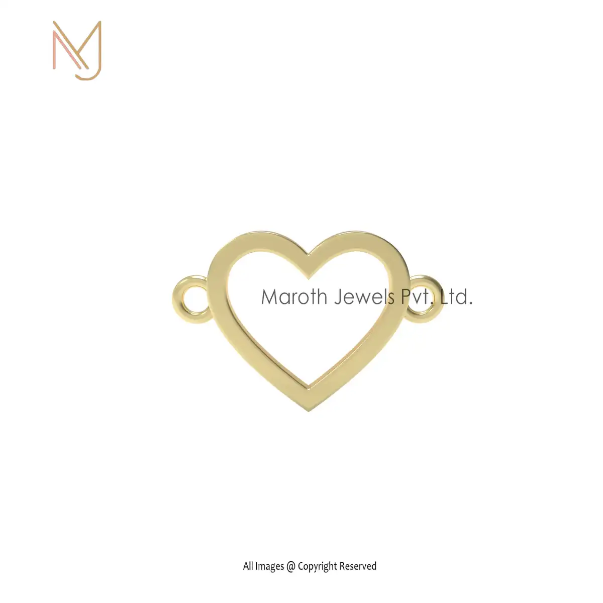 Private Lable 14K Yellow Gold Heart Charms Pendant Jewelry