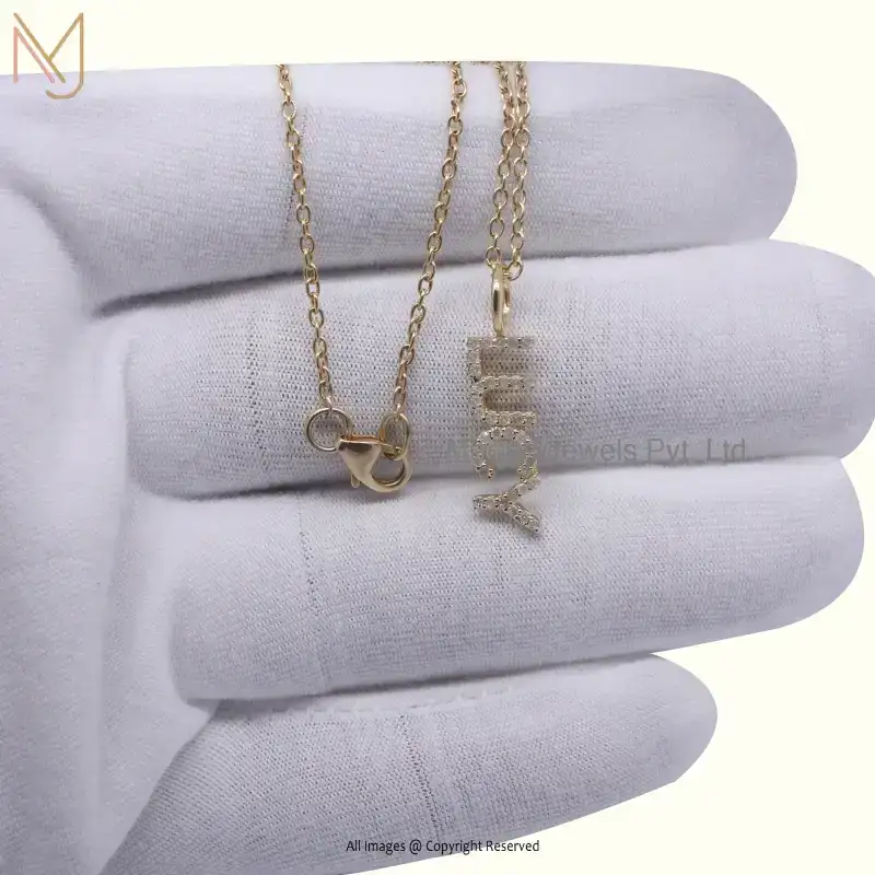 14K Yellow Gold Diamond Filled Initials Lucy Pendant Jewelry Supplier