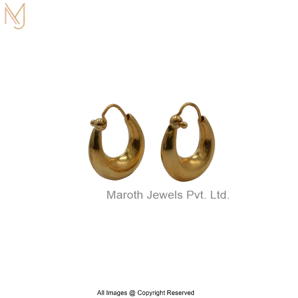 14K Solid Yellow Gold Hoop Earrings Manufacturer