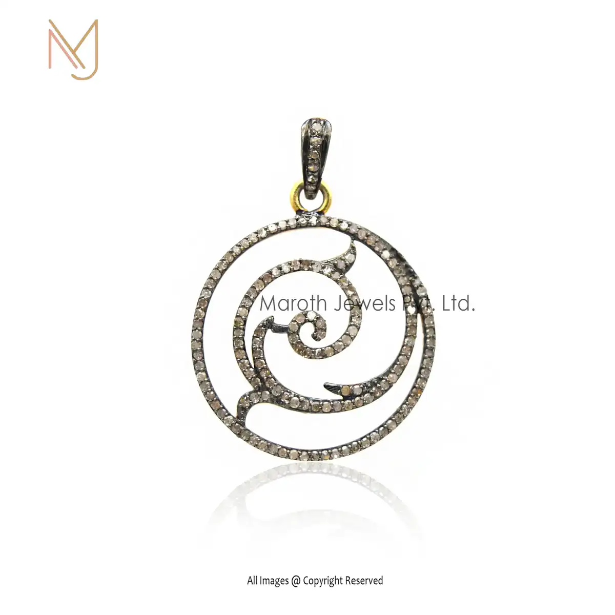 925 Silver Rhodium Yellow Gold Pave Diamond Spiritual Pendant Jewelry USA