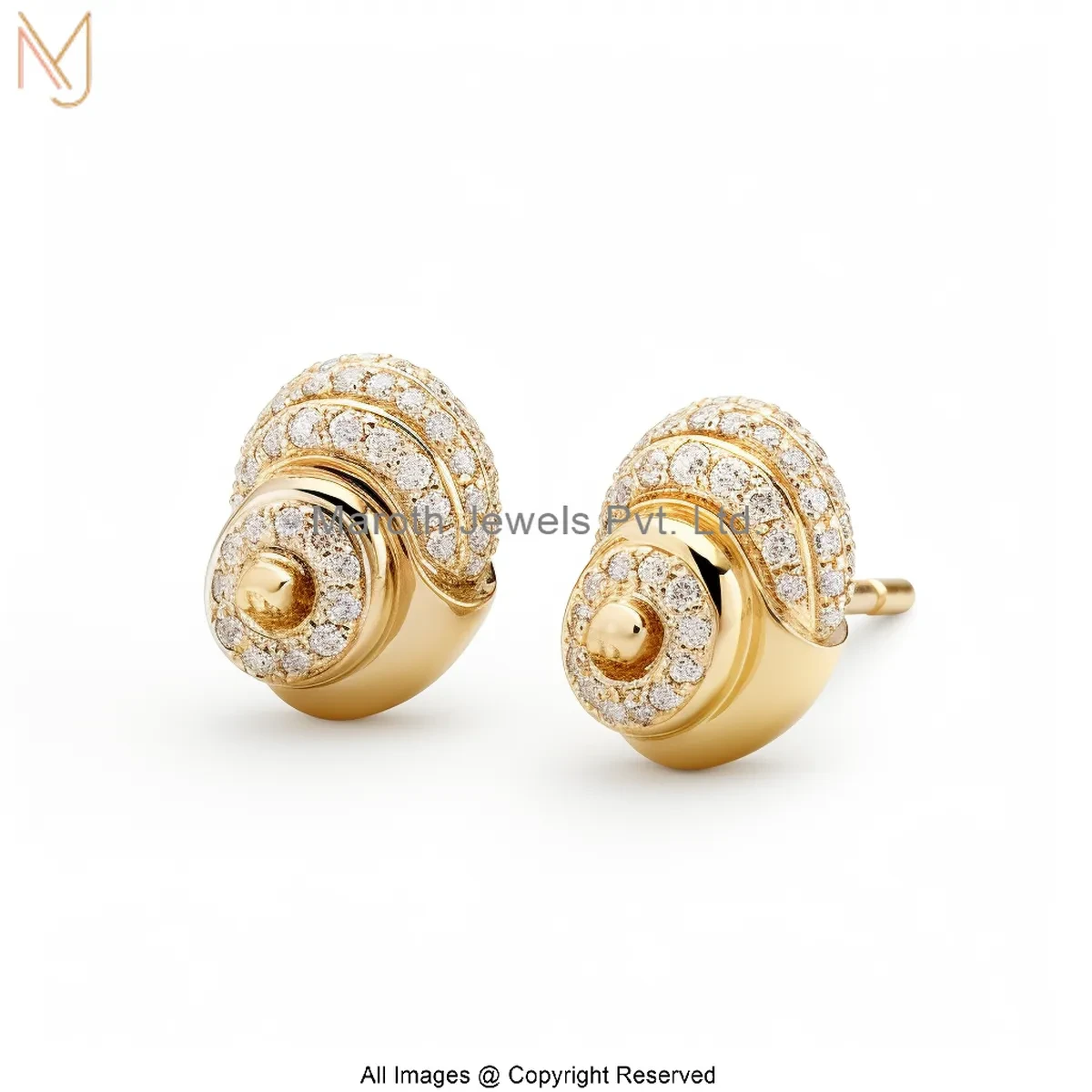 925 Silver Yellow Gold Plated Moissanite Radiant Spiral Diamond Stud Earrings Jewelry Supplier